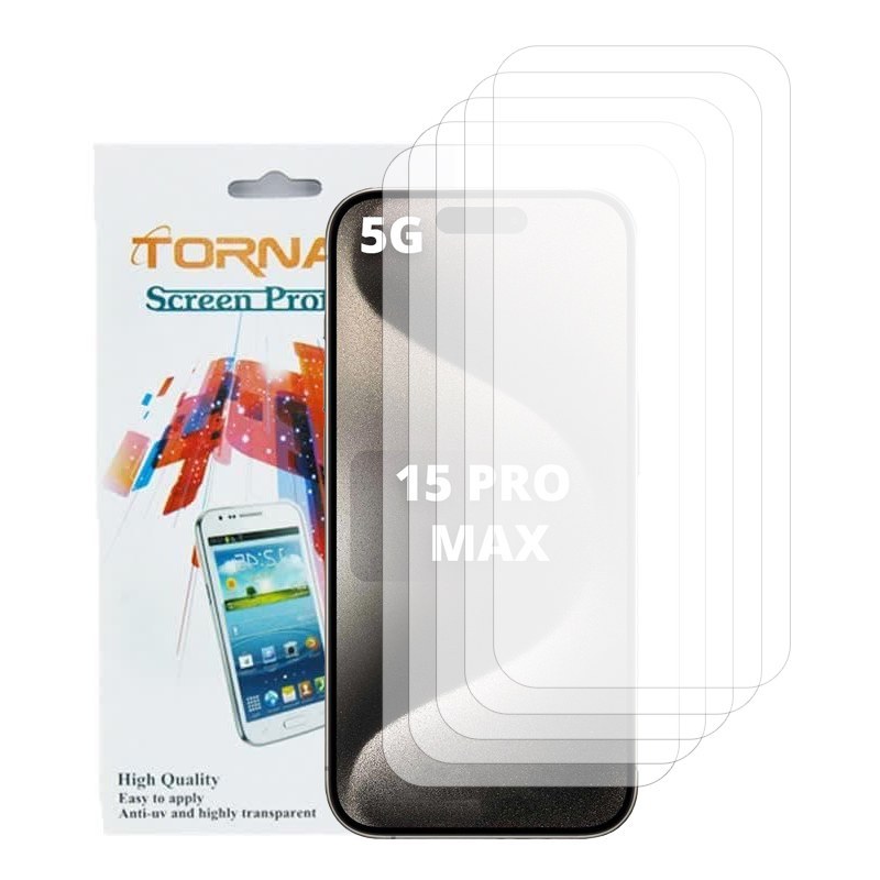 گلس محافظ صفحه نمایش تورنادو مدل نانو گلس مناسب برای موبایل اپل iPhone 15 Pro Max بسته 5 عددی