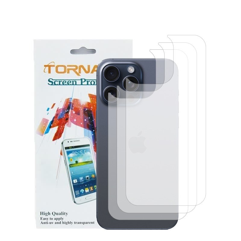 محافظ پشت گوشی تورنادو مدل نانو گلس مناسب پشت موبایل اپل iPhone 15 Pro Max بسته 3 عددی