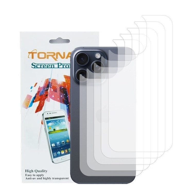 محافظ پشت گوشی تورنادو مدل نانو گلس مناسب پشت موبایل اپل iPhone 15 Pro Max بسته 5 عددی