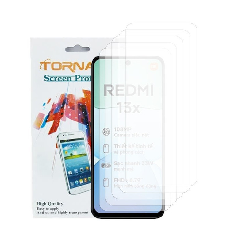 گلس محافظ صفحه نمایش تورنادو مدل نانو گلس مناسب برای موبایل شیائومی Redmi 13X بسته 5 عددی