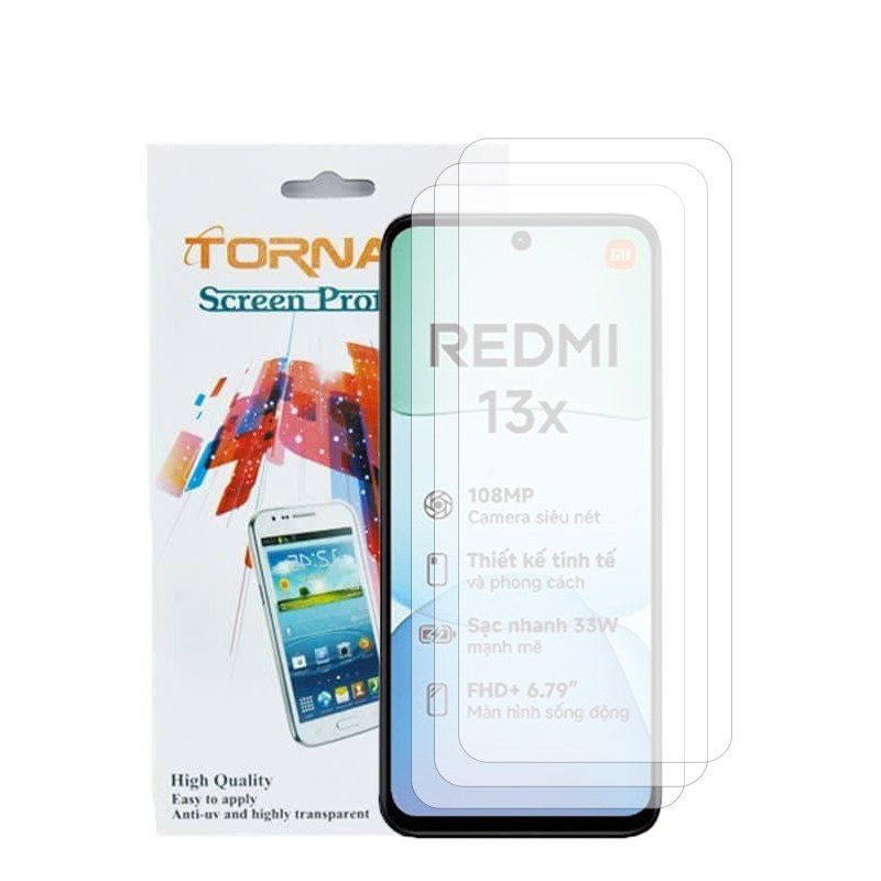 گلس محافظ صفحه نمایش تورنادو مدل نانو گلس مناسب برای موبایل شیائومی Redmi 13X بسته 3 عددی