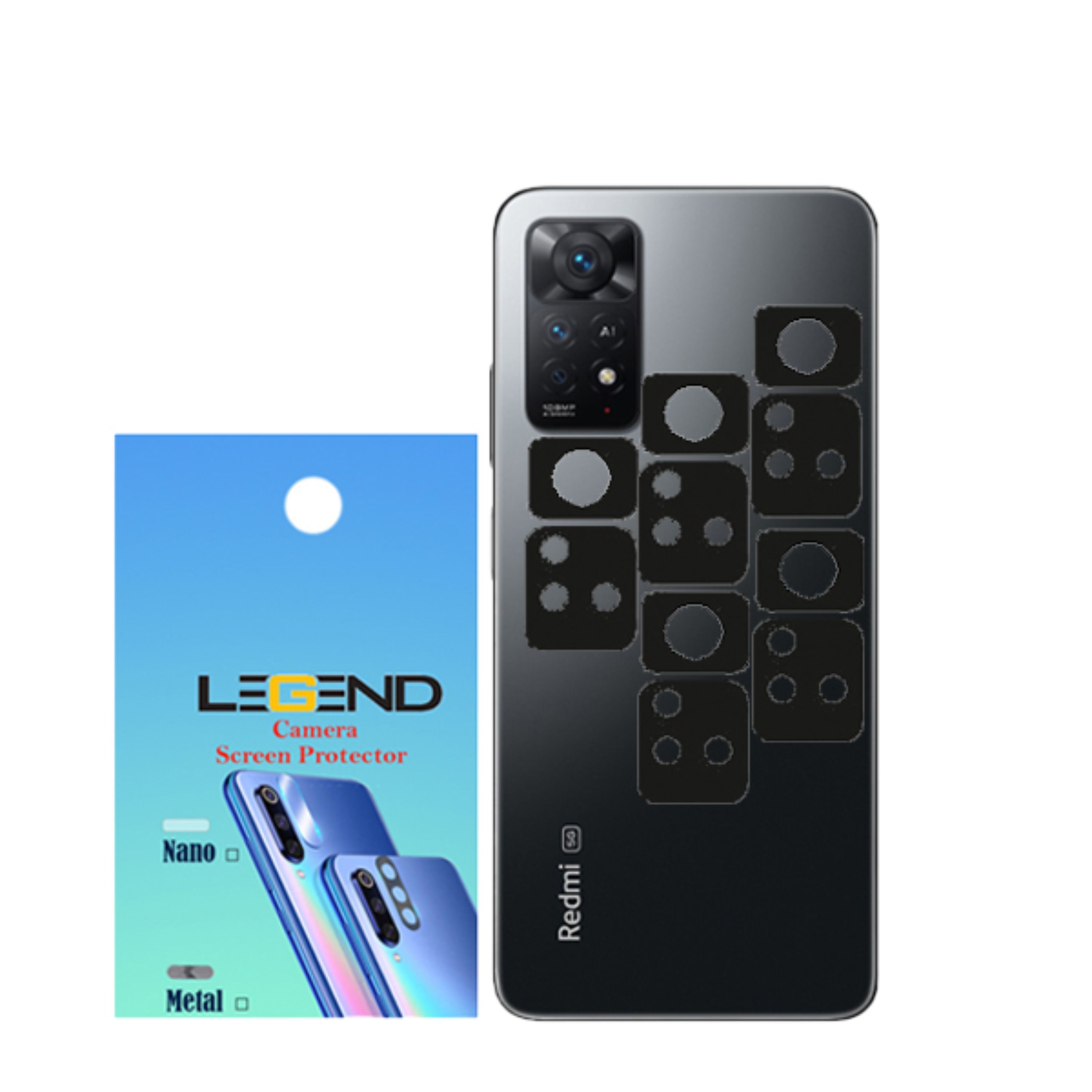 محافظ لنز دوربین قابدار مدل لجندمناسب موبایل شیائومی Note 11 Pro بسته 5 عددی