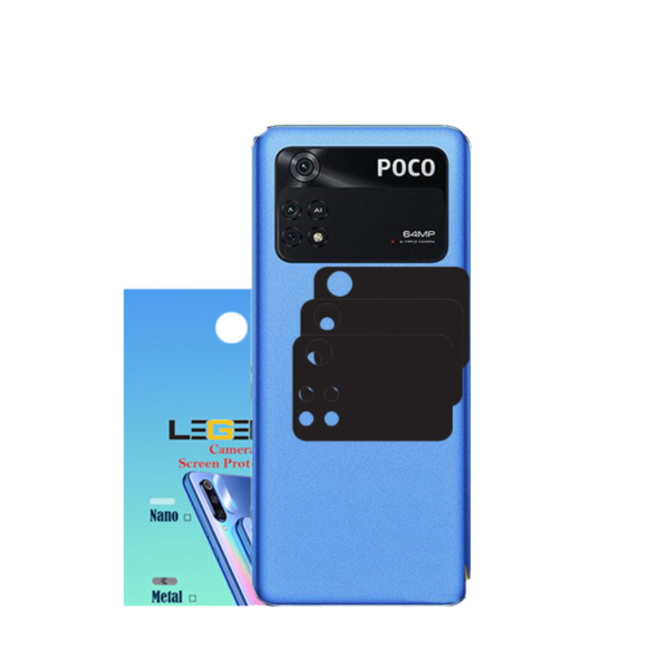 محافظ لنز دوربین مدل لجند قابدار مناسب موبایل شیائومی Poco M4 Pro بسته 3 عددی
