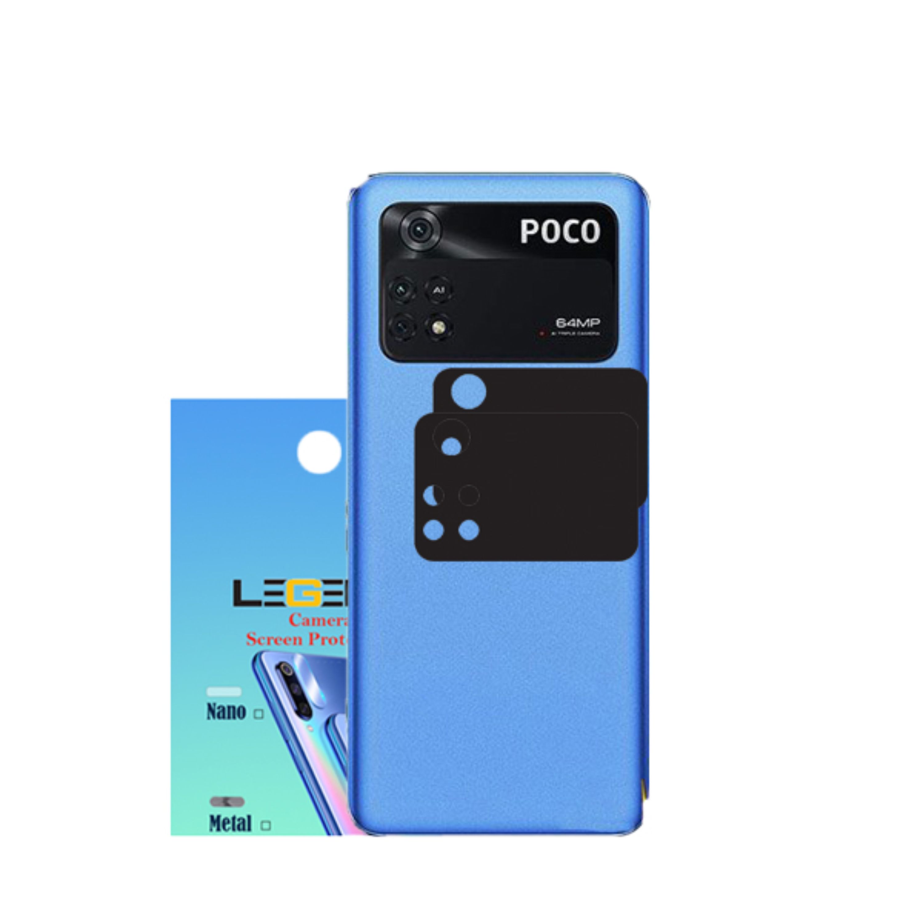 محافظ لنز دوربین مدل لجند قابدارمناسب موبایل شیائومی Poco M4 Pro بسته 2 عددی