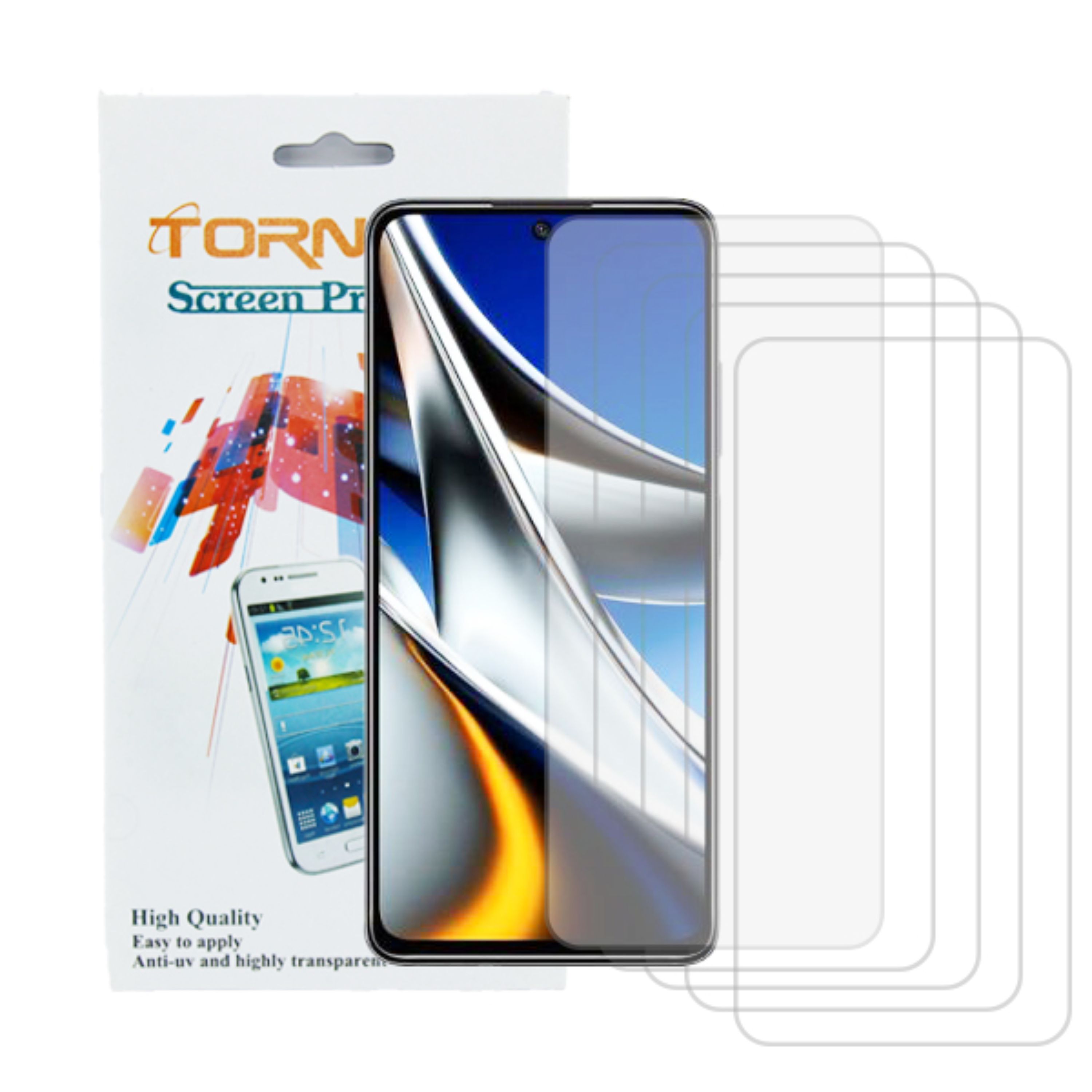گلس محافظ صفحه نمایش تورنادو مدل نانو گلس مناسب برای موبایل شیائومی Poco X4 Pro بسته 5 عددی