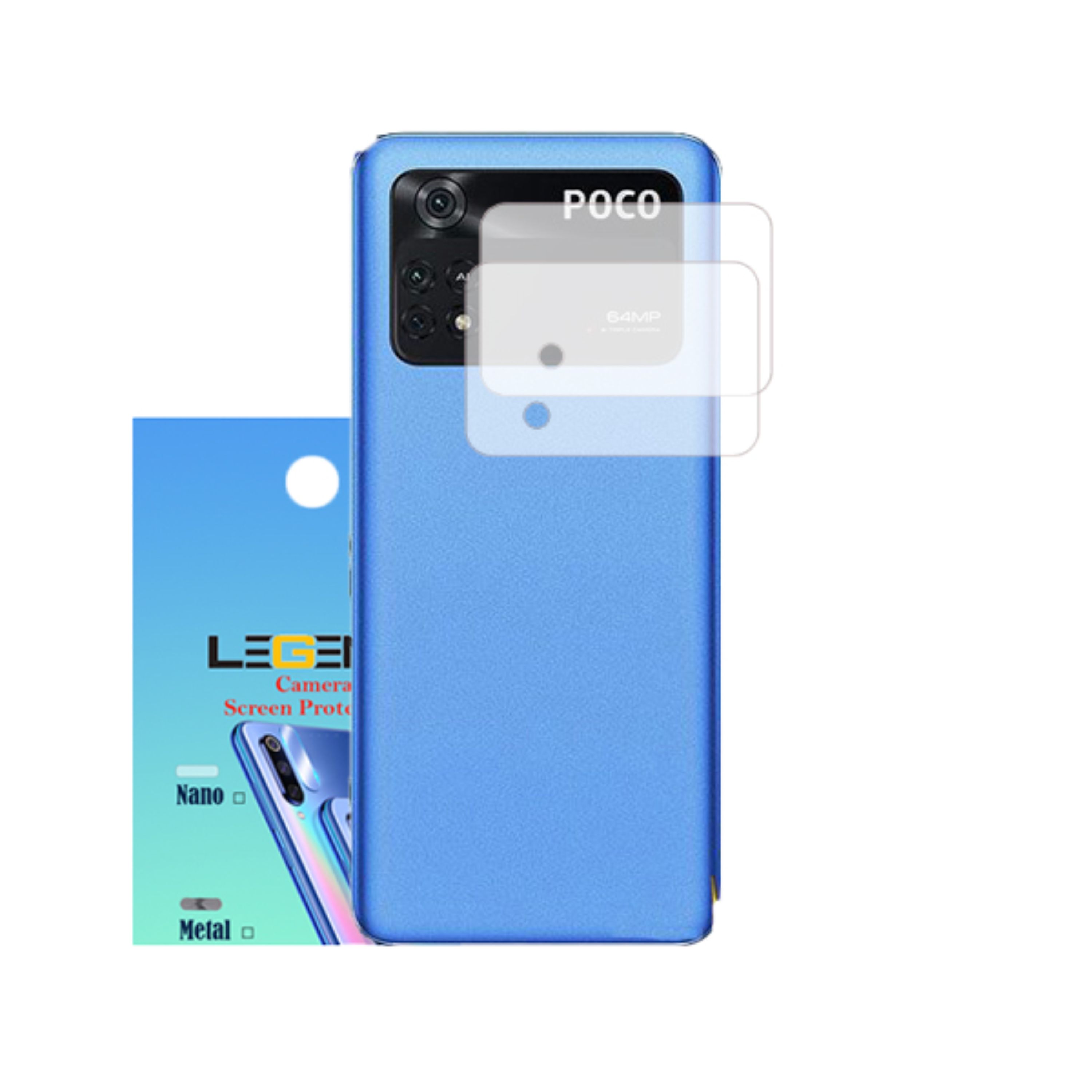 محافظ لنز دوربین لجند مدل نانو گلس مناسب موبایل شیائومی Poco M4 Pro بسته 2 عددی