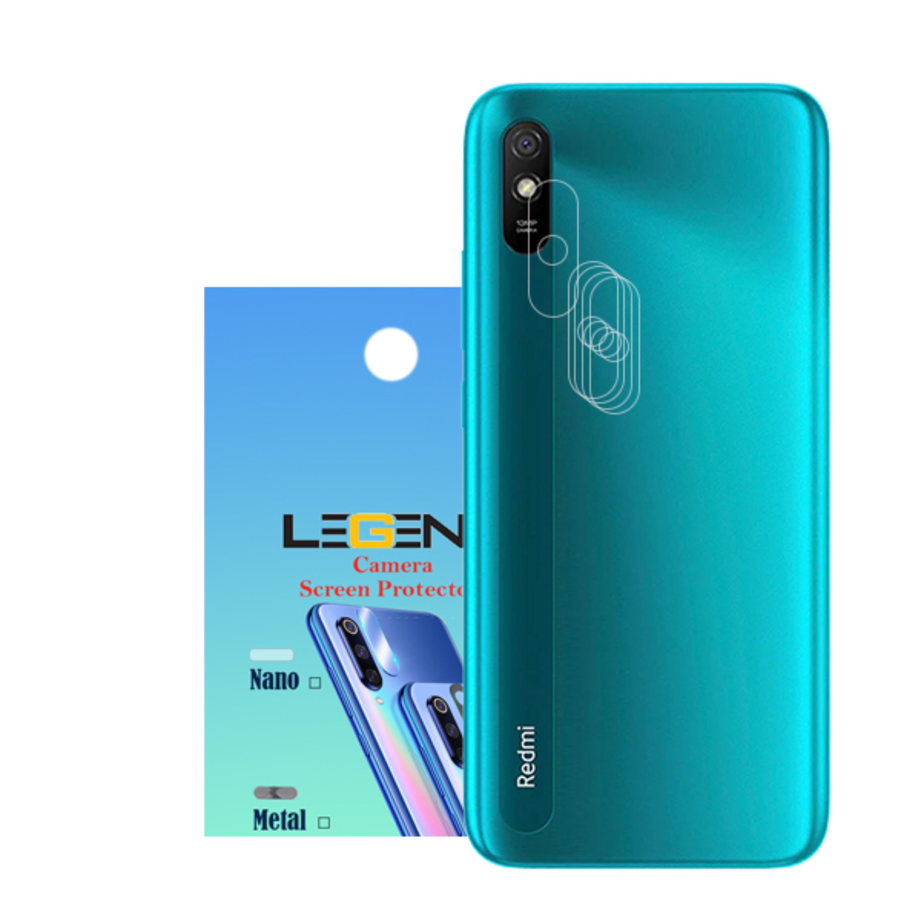 محافظ لنز دوربین لجند مدل نانو گلس مناسب موبایل شیائومی Redmi 9A بسته 5 عددی
