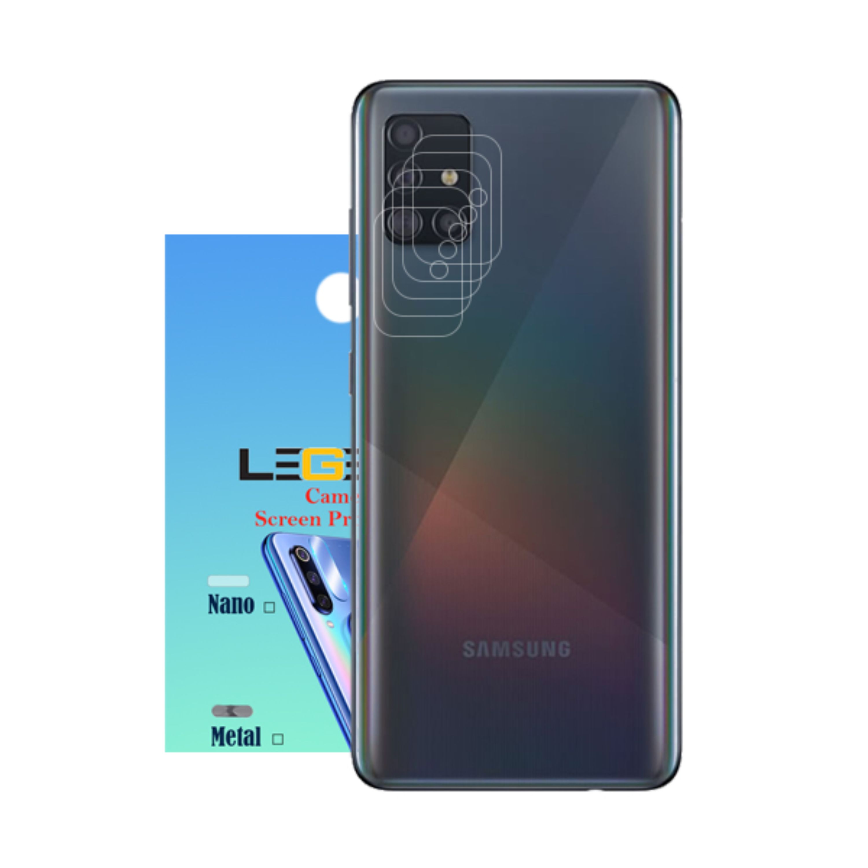 محافظ لنز دوربین لجند مدل نانو گلس مناسب برای موبایل سامسونگ Galaxy A51 بسته 5 عددی