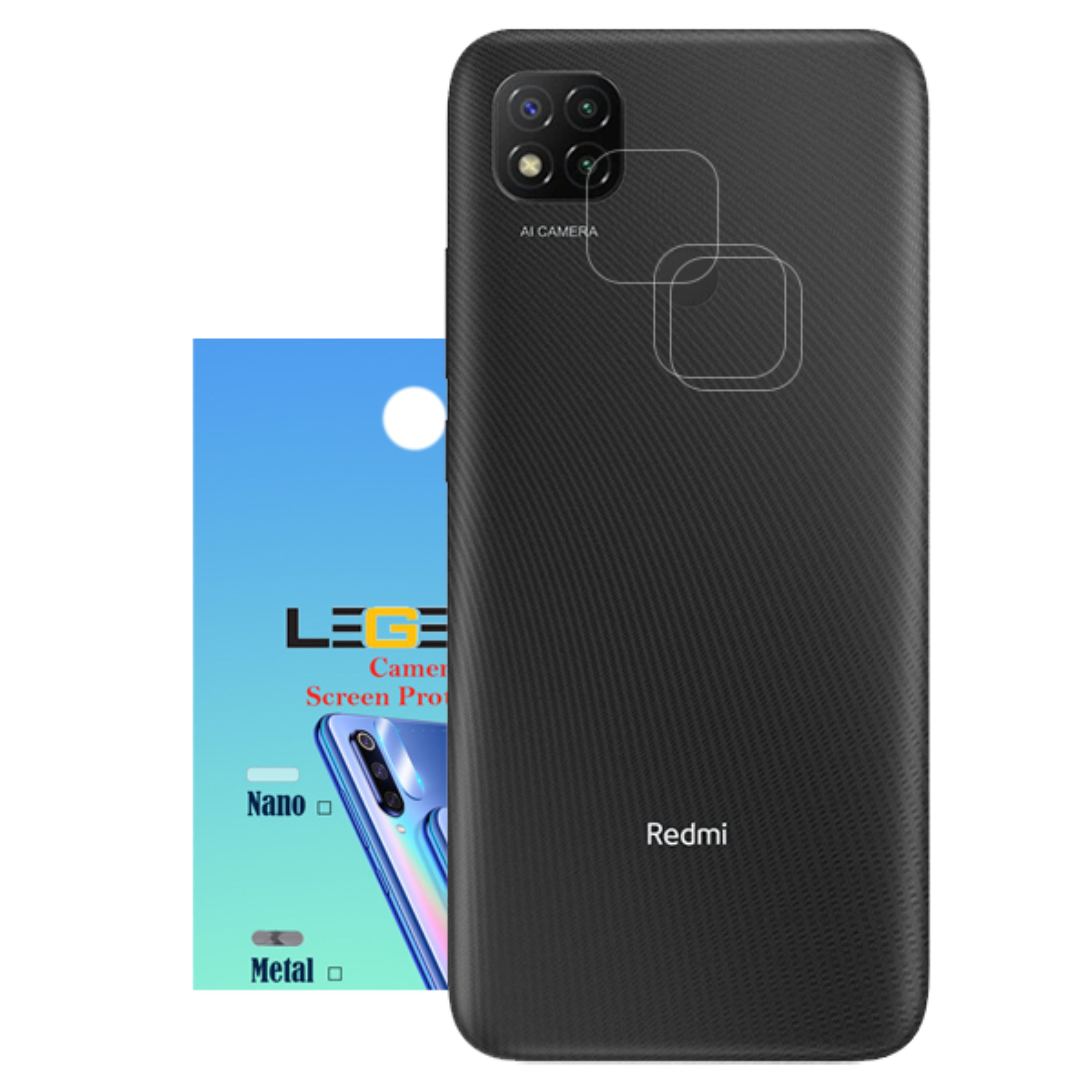 محافظ لنز دوربین لجند مدل نانو گلس مناسب برای موبایل شیائومی Redmi 9C بسته 3 عددی