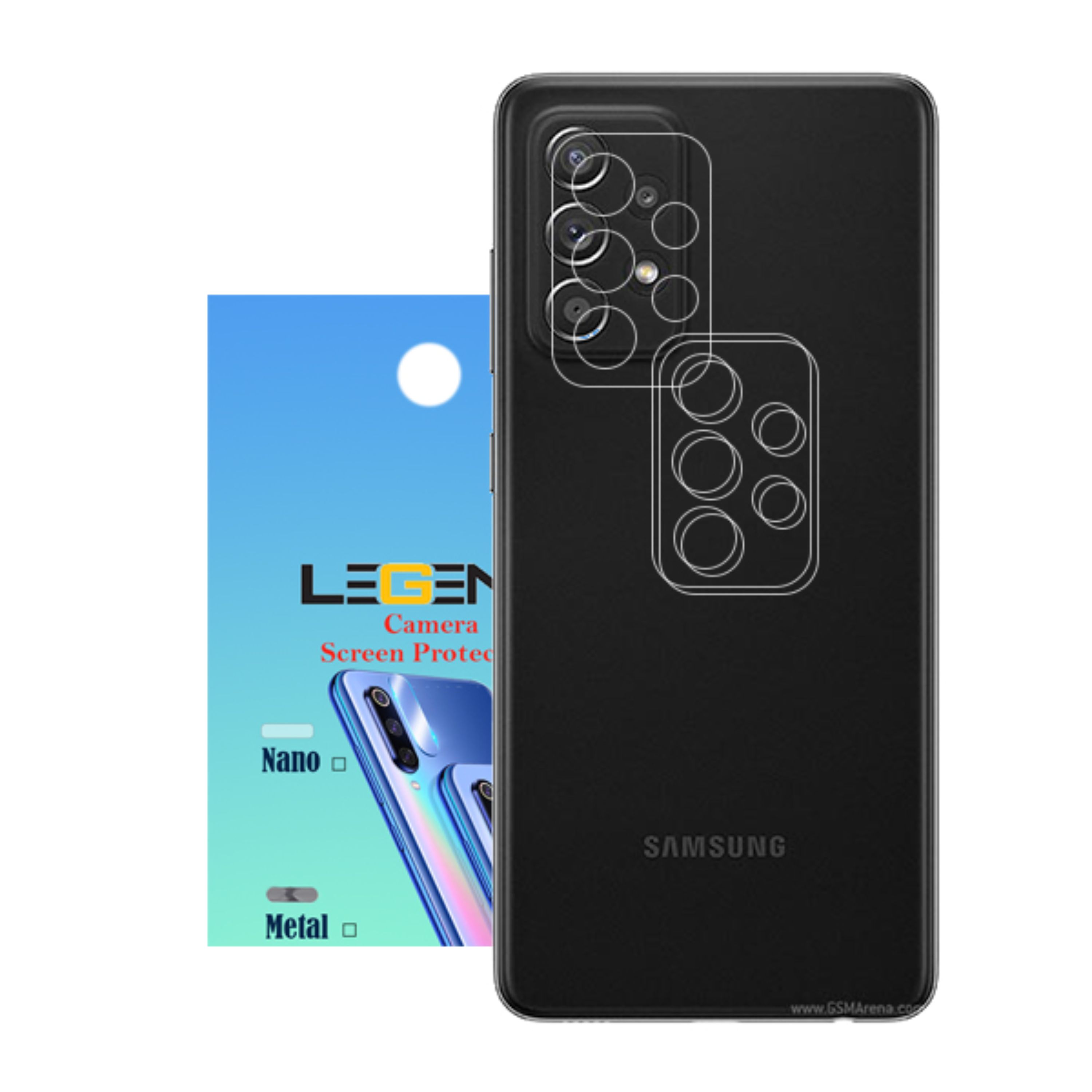 محافظ لنز دوربین لجند مدل نانو گلس مناسب برای موبایل سامسونگ Galaxy A52 بسته 3 عددی