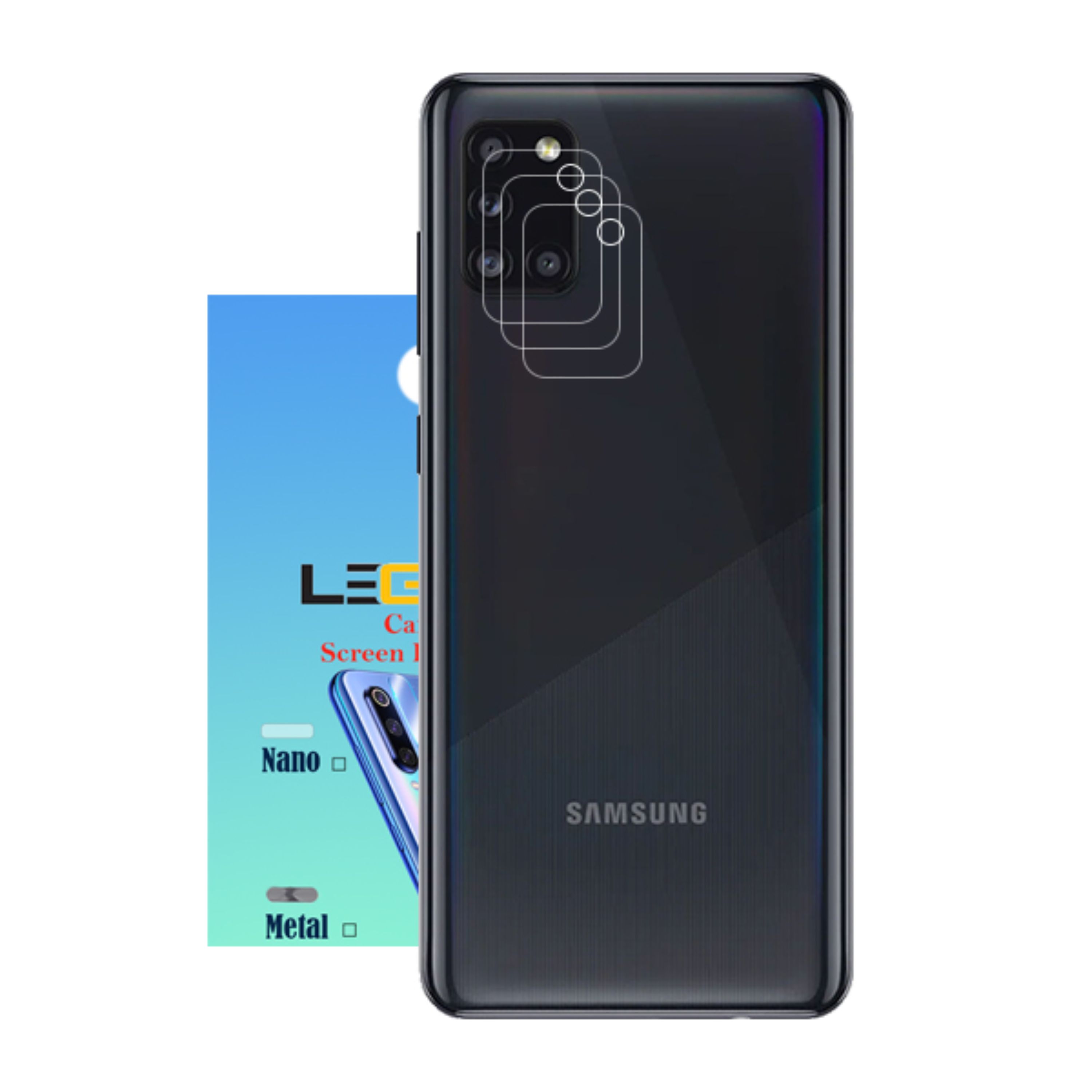محافظ لنز دوربین لجند مدل نانو گلس مناسب برای موبایل سامسونگ Galaxy A31 بسته 3 عددی