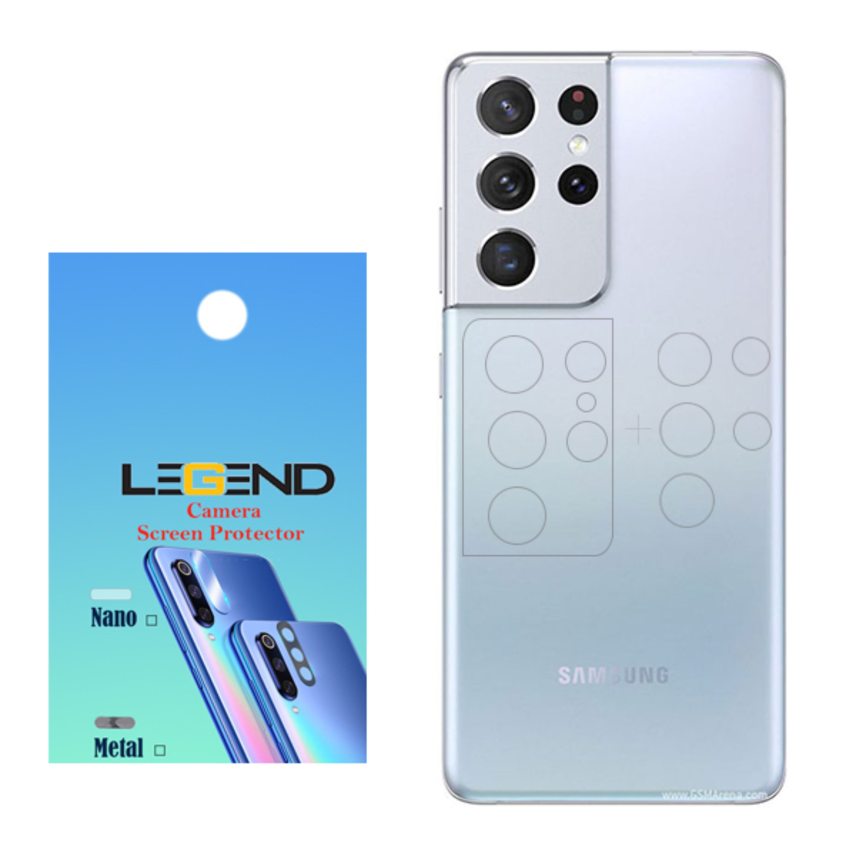 محافظ لنز دوربین لجند مدل نانو گلس مناسب برای موبایل سامسونگ Galaxy S21 Ultra