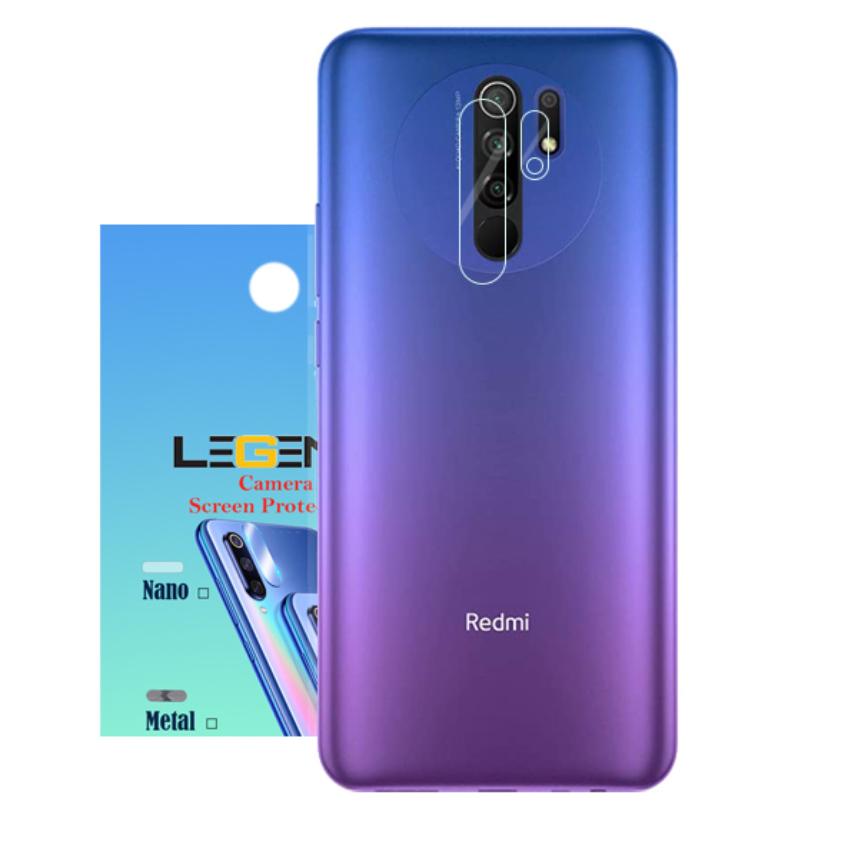 محافظ لنز دوربین لجند مدل نانو گلس مناسب برای موبایل شیائومی Redmi 9