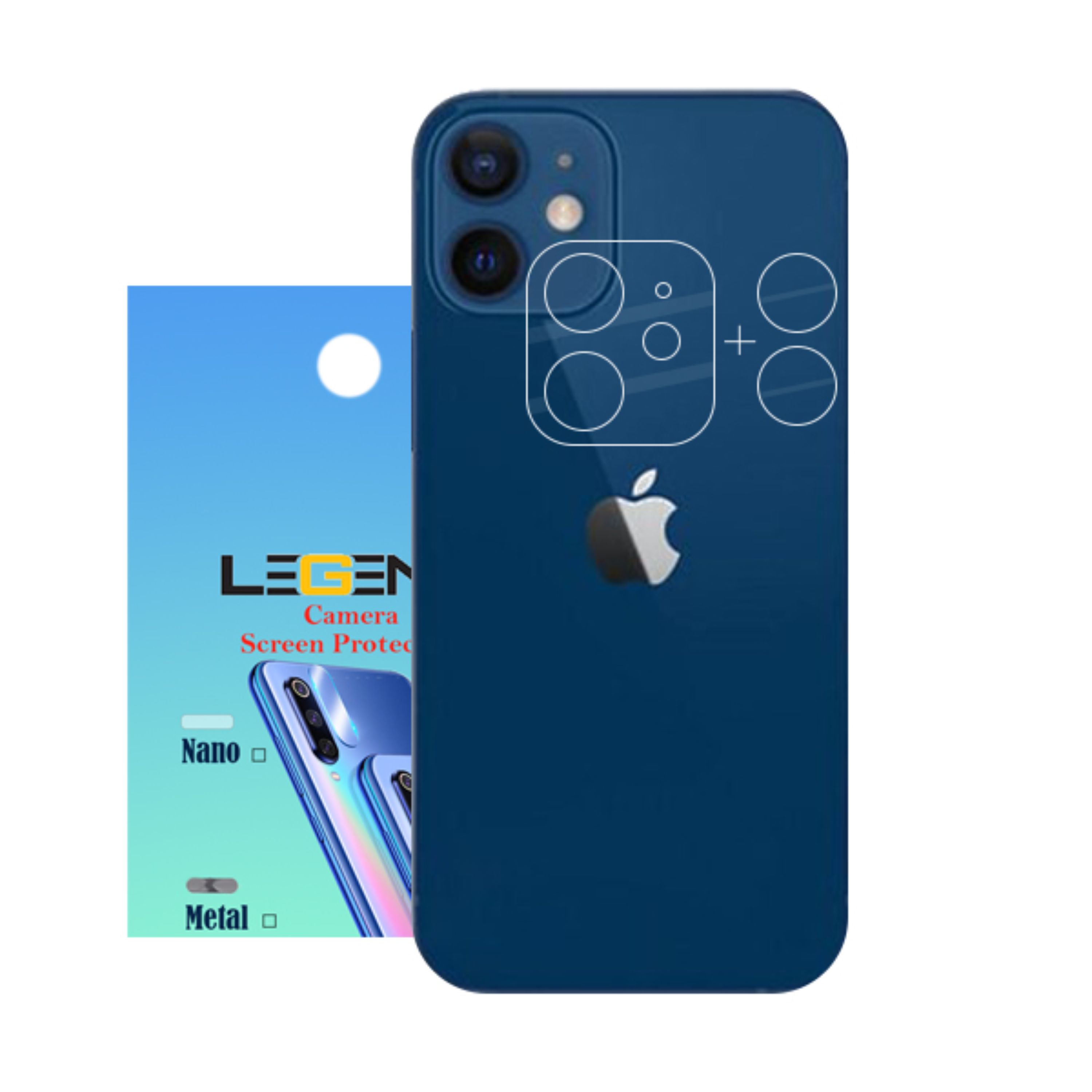 محافظ لنز دوربین لجند مدل نانو گلس مناسب برای موبایل اپل iPhone 12 Mini