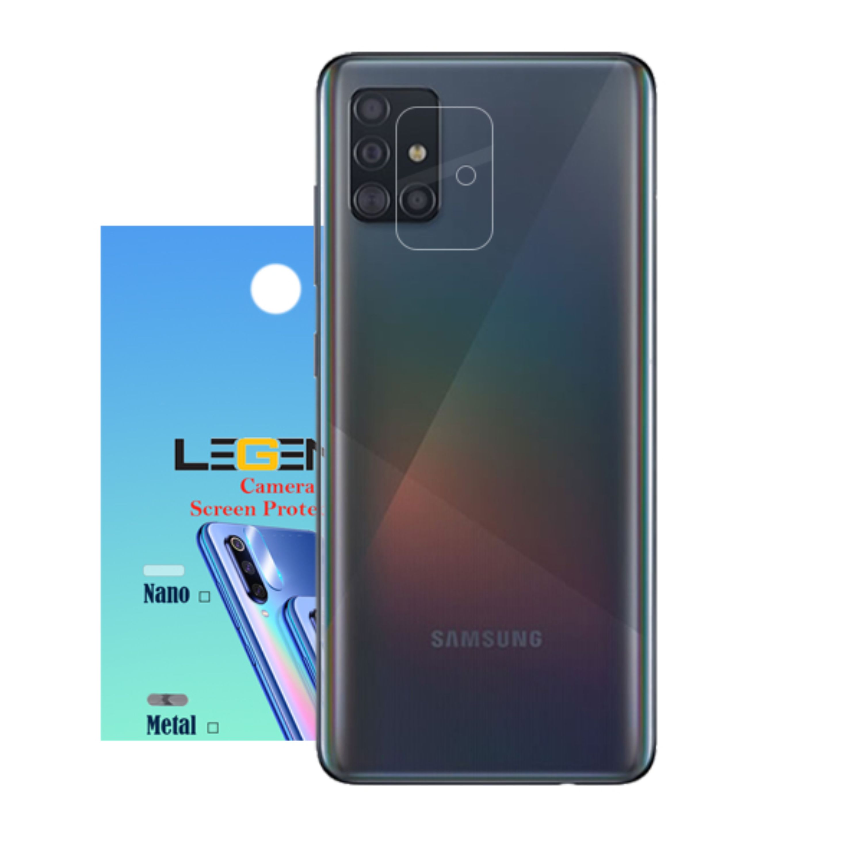 محافظ لنز دوربین لجند مدل نانو گلس مناسب برای موبایل سامسونگ Galaxy A51